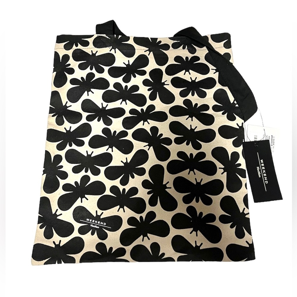 Max Mara Weekend Canvas Tote Bag with Pouch Butterfly Print Purse NWT